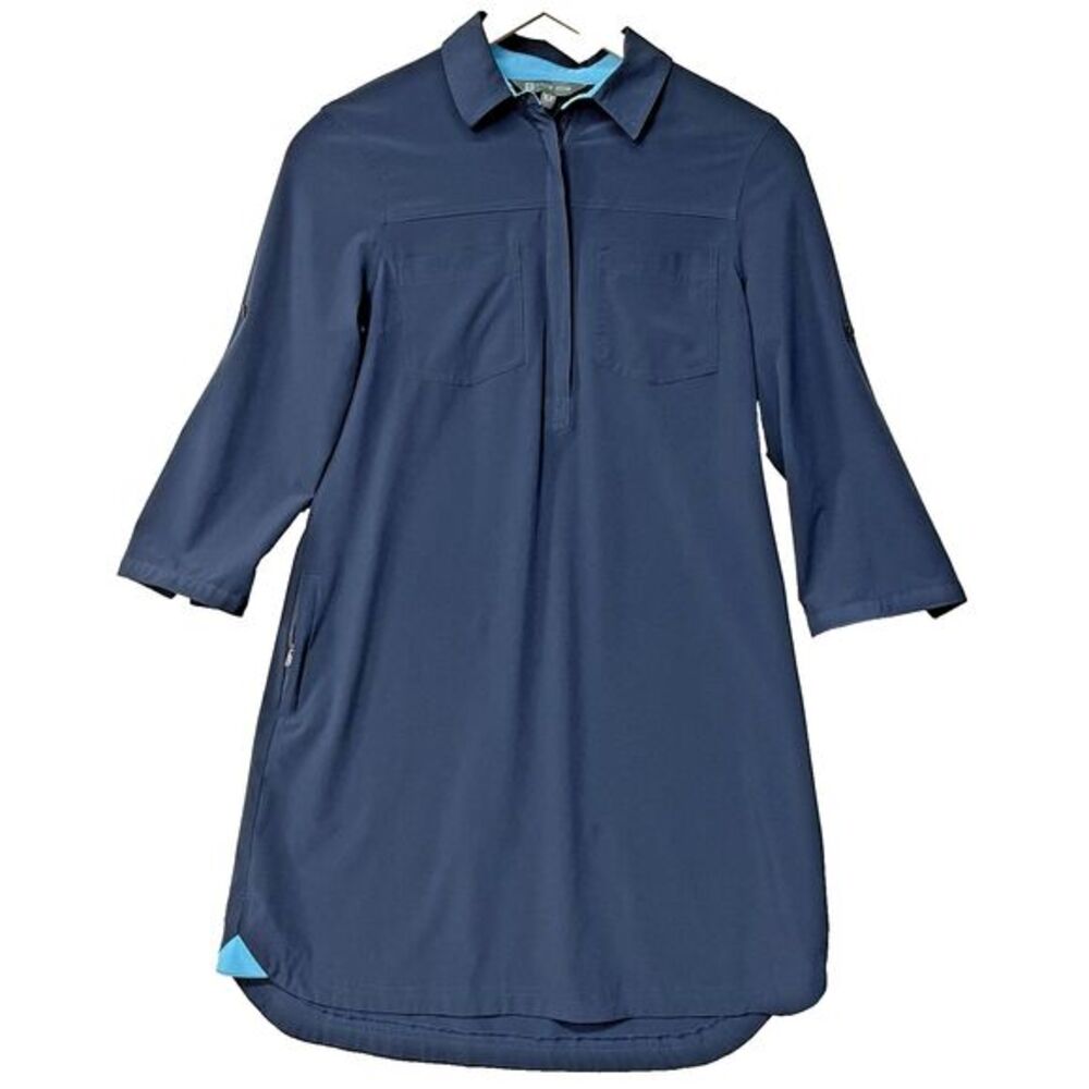 Title Nine Wren Utility Dress Women's M Blue‎ Button Up Long Sleeve Shirt